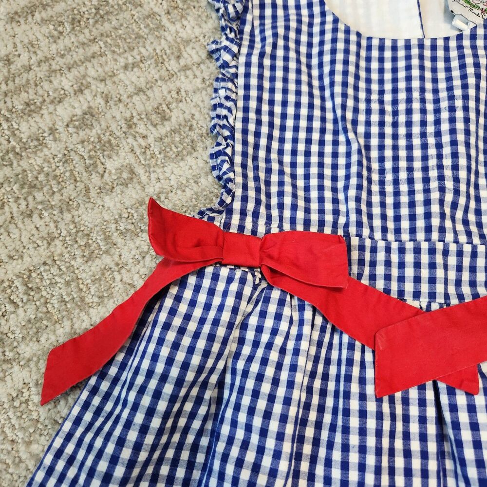 Cecil & Lou gingham cotton dress red white blue bow size 5 - Picture 8 of 10